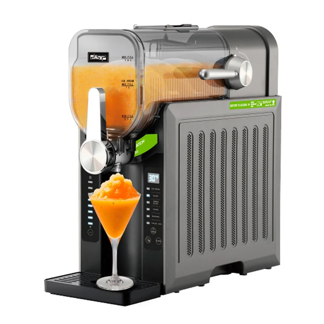 DSP Slushie & Frozen Drink Maker – 1500W Quick Freeze Compressor Cooling, 6 Preset Modes, Adjustable Thickness, One-Touch Operation, Stainless Steel | KJ3085 |