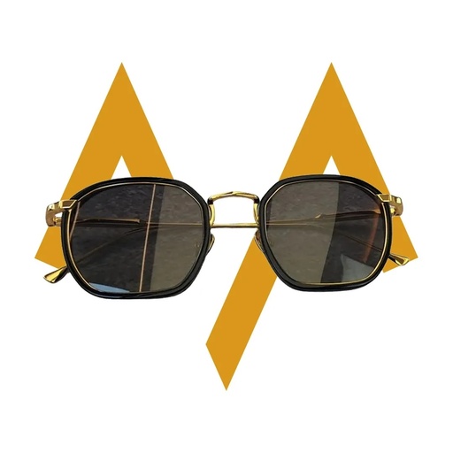 [11978] 7MD Premium Unisex Square Sunglasses – Elegant Black & Gold Frame with Dark Lenses, Stylish Design with Protective Case
