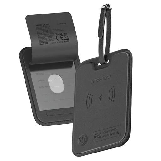 [12047] PROMATE Smart Luggage Tag – Anti-Loss Design, Slim Leather Build, Integrated Smart Tracking | HushTag |