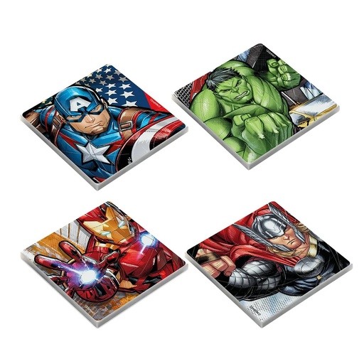 [12070] Disney Avengers Coaster Set – 4-Piece Glazed Ceramic with Cork Backing, 9x9cm, Marvel Table Protection Gift | 108049 |