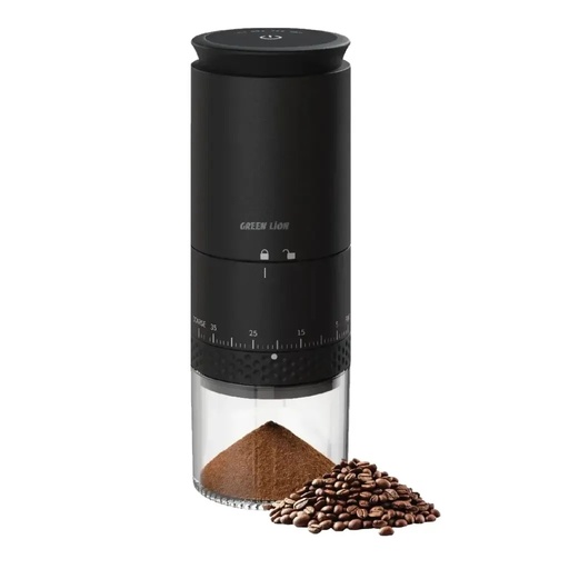[12150] Green Lion Grind Pro – Rechargeable Electric Coffee Grinder, 38 Settings, Ceramic Core, 12500 RPM, USB‑C Charging | GNGRND45BK |