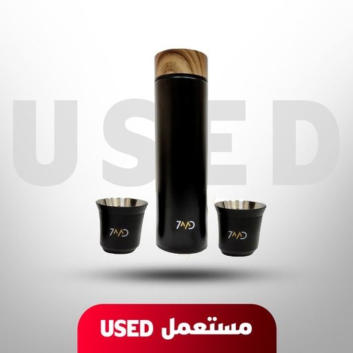 [u356] 🚨 USED 🚨 7MD Flask and Two Stainless Steel Cups, Keep Hot & Cold Beverages,  Luxurious Design, Double Wall Insulation 🚨 Not Covered By Warranty 🚨