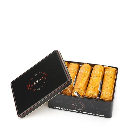[12161] PASSAGE Medium Charcoal Discs – 100pcs, 33mm Diameter, 45-Min Burn Time, Ideal for Incense & Bakhoor in Living Rooms & Bedrooms