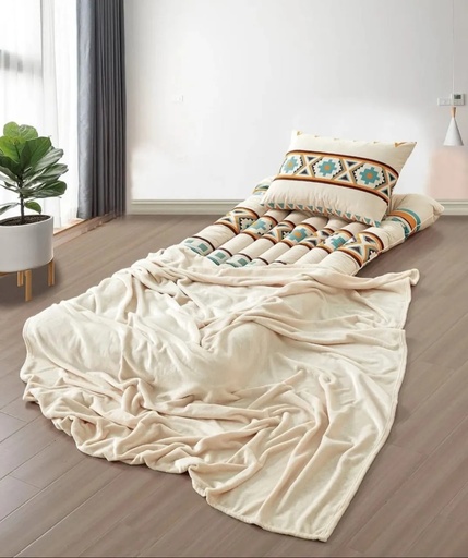 [12190] Cloudhome Sleeping Pad Set Guest & Travel Comfort Pack – Foldable Mattress, Blanket & Pillow Set, Single Size, Microfiber Velvet