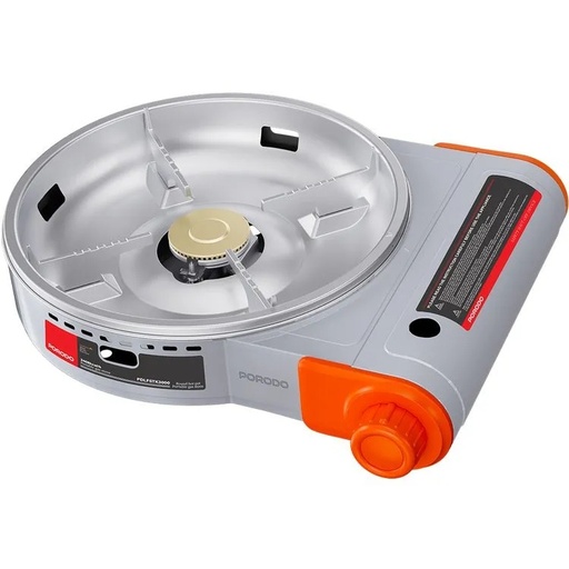 [12205] Porodo Tabletop Gas Stove – Single Burner, Multi-Level Flame Control, Electronic Ignition, Quick Butane Setup | PDLFSTK3000GY |