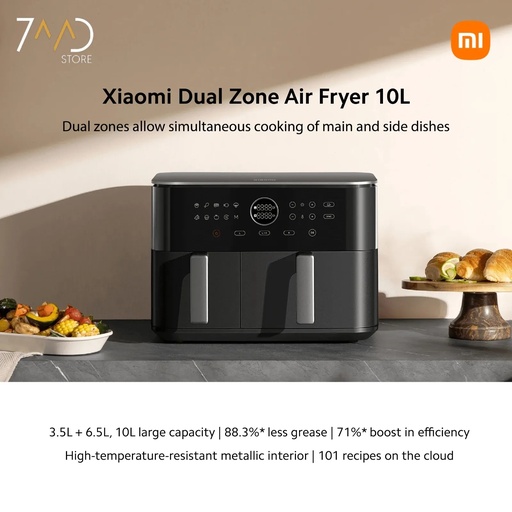 [12258] Xiaomi Dual Zone Air Fryer 10L – 2 Baskets (3.5L + 6.5L), 2700W, 6-in-1 Functions: Air Fry, Roast, Bake, Grill, Reheat, Dehydrate | MAF-D1001 |