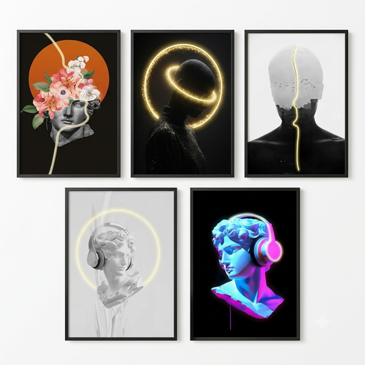 Wall Artwork Decoration Men Design with LED - (80xx120cm)