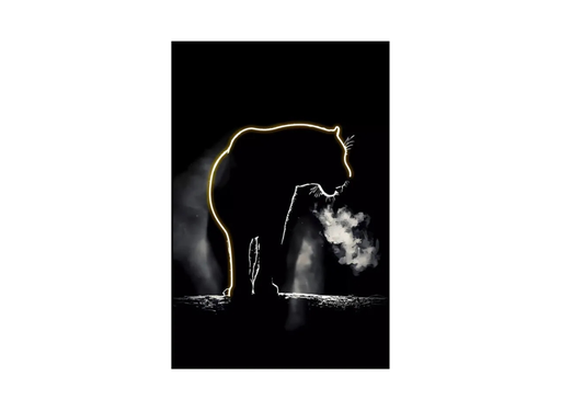 [12267] Wall Artwork Lion Design with LED - (80xx120cm)