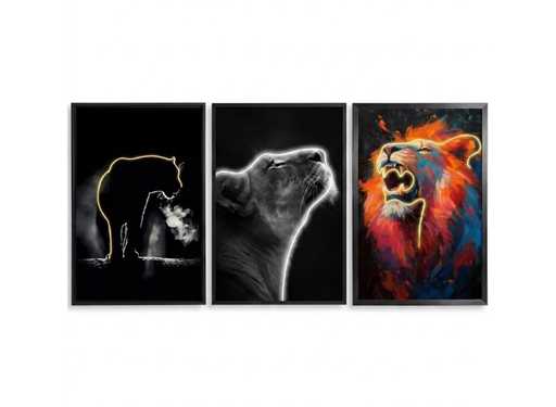 Wall Artwork Decoration Lion Design with LED - (80xx120cm)