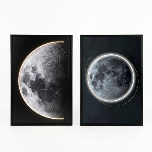 Wall Artwork Decoration Moon Design with LED - (80xx120cm)