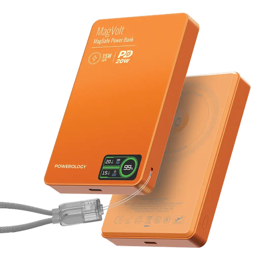 [12280] Powerology MagVolt 10000mAh Magnetic Power Bank with 20W PD Fast Charging and 15W Wireless Charging | PPBCHA75 |
