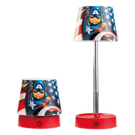 [12291] Disney Marvel LED Lamp – 11 cm | Thor, Spider-Man, Hulk, Captain America | Adjustable Height & USB Powered.