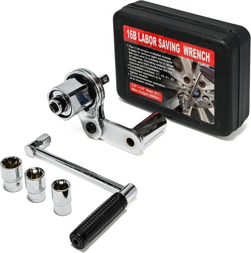 [12335] SUV Tire Changing Heavy-Duty Torsion Wrench Set – Torque Multiplier 1/2” DR, 3 Sockets, Upgraded 8-Point, Max 680N·M