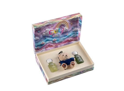 [12357] Cuty Perfume Set for Boys – Sweet + Baby (50ml Each) with Gift Keychain | Rainbow Box |