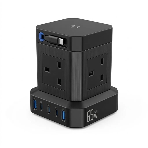 [12362] 7MD Cube USB Power Strip 65W Fast Charging Station – 9-in-1 Power Hub with 4 AC Outlets | 7MD48725 |