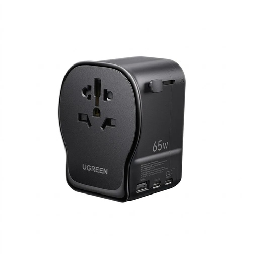 [12370] UGREEN 65W GaN Universal Travel Charger with 3 USB Ports (2 USB-C + 1 USB-A) & AC Socket – PD Fast Charging | S550-55001 |