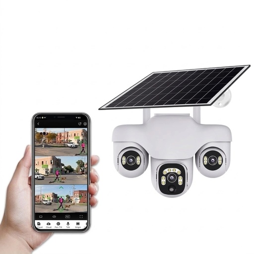 [12389] V380 Solar 4G PTZ CCTV Camera with 6MP Triple-Lens, Motion Tracking, Night Vision & Cloud Control | VTS31-G-F |