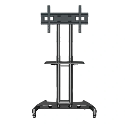 [12406] Height Adjustable Professional TV Trolley Stand for 32"–75" Screens, Premium Mobile Cart with Shelf & Lockable Wheels | AVA-1500-60-1P |