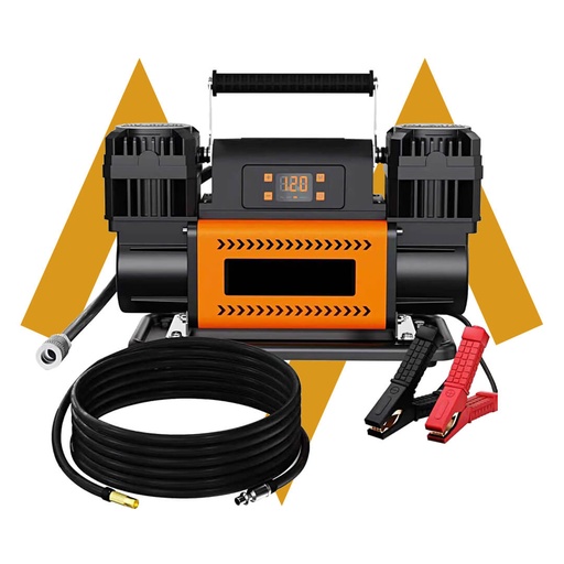 [12463] 7MD Portable Air Compressor 150 PSI Maximum Pressure 300 LPM Air Flow 12V Heavy-Duty Tire Inflator with Digital Display and Battery Clamps - Fast Inflation for Cars, SUVs, and Off-Road Vehicles | 7MD48625 |