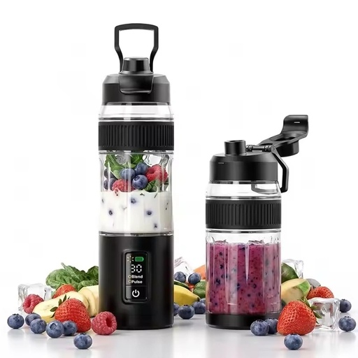[12525] Portable Intelligent Blender 600ml with 220W Motor, USB-C Fast Charging, 6000mAh Battery & Digital Display - Personal Smoothie Blender | A12 |