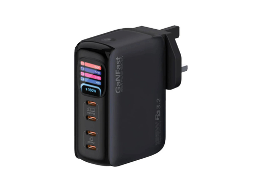 [12545] Promate GaNFast 165W USB-C Charger, 4 Ports, Dual 140W PD 3.2, TFT Smart Display, PPS & AVS, Multi-Device Charging | Prime-165 |