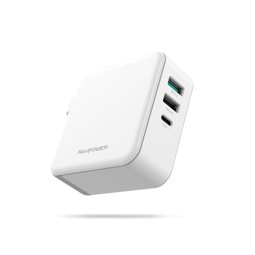 [5910] RAVPOWER PD Pioneer 65W 3-Ports Wall Charger MODEL RP-PC082