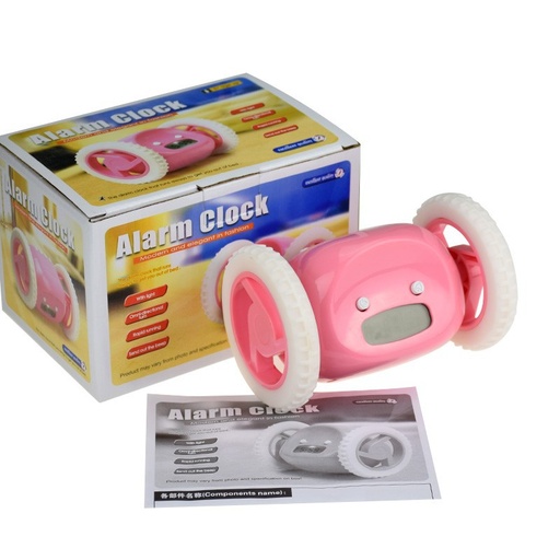 [5872] New LCD Display Running Alarm Clock Creative Runaway Wheel Rolling Snooze Alarm Clock Toy for Kids
