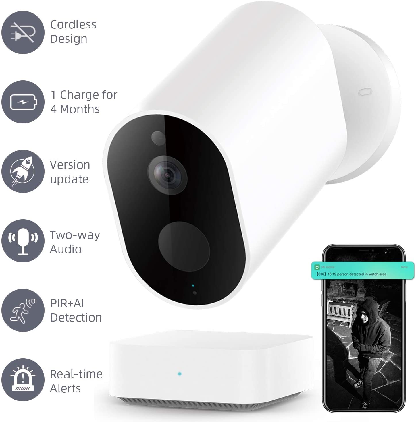 IMILAB EC2 Wireless Outdoor Security Camera CMSXJ11A,  1080P Rechargeable Battery WiFi Camera, Indoor/Outdoor Surveillance Home Camera with Motion Detection, Night Vision, 2-Way Audio