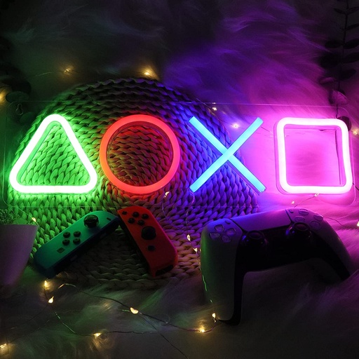 [7055] Neon Signs for Playstation Light Icon Gaming, Neon Signs for Bedroom Wall Decor, USB Powered Switch LED Neon Lights for PS5 Game Room, Living Room, Man Cave, Teen, Gamer Room Decor Aesthetic