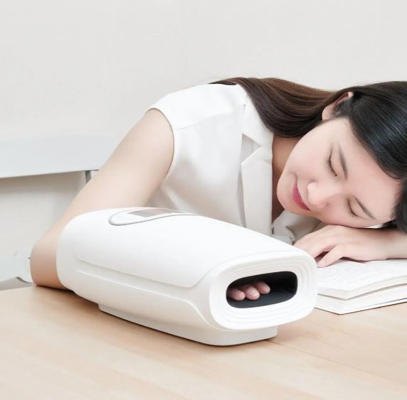 PMA Dispaly Hand Massager Cordless Electric Wrist Palm Finger Acupoint Massage with Air Compression Heat Therapy for Arthritis Carpal Tunnel Pain Relief Electric Massager